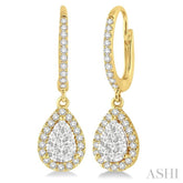 5/8 ctw Pear Shape Diamond Lovebright Earrings in 14K Yellow and White Gold
